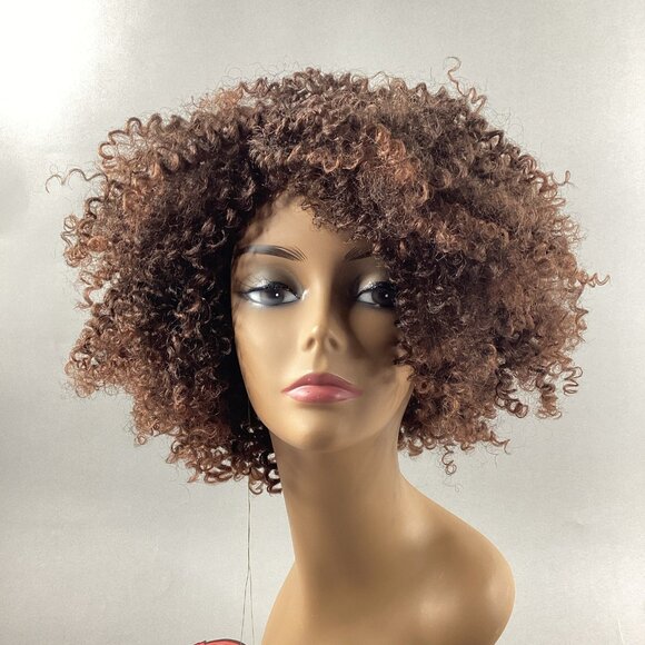 Sydney Short Curly #T1B/30 Black Honey Brown Remi Quality Full Wig - Picture 2 of 9